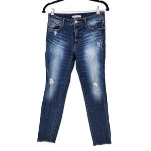 Azul by Moussy Women's Distressed Raw Hem Skinny Stretch Blue Jeans Size 25